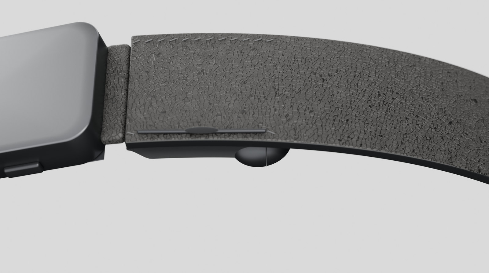 The single mono audio module sliding out of its dock on the lower edge of the Vyldor belt